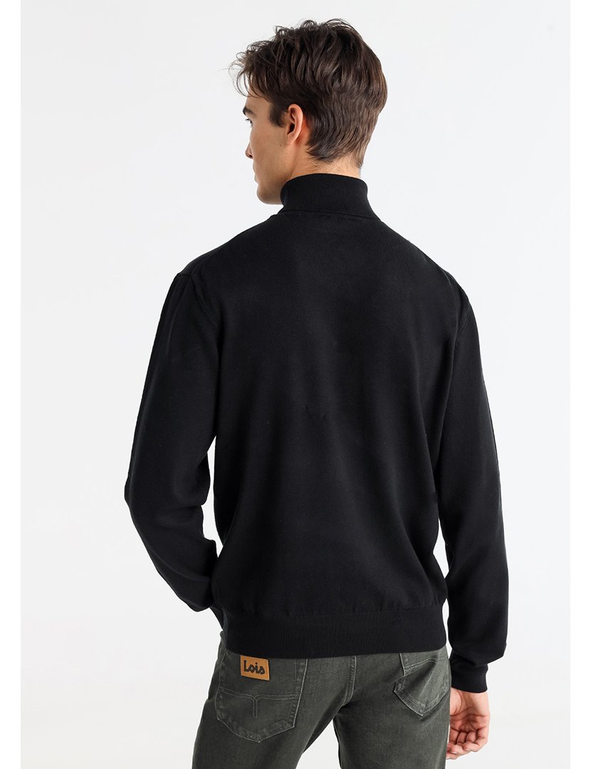 Camisola Gola Alta Homem Preto