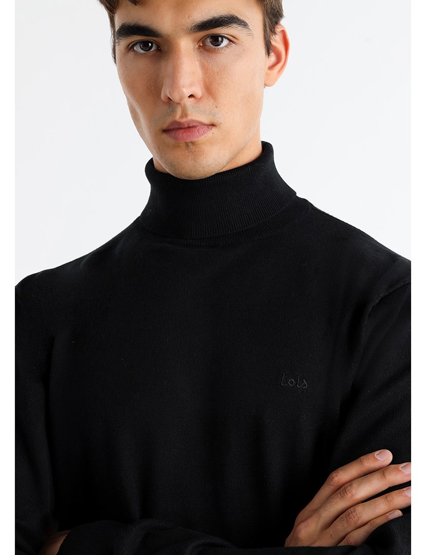 Camisola Gola Alta Homem Preto