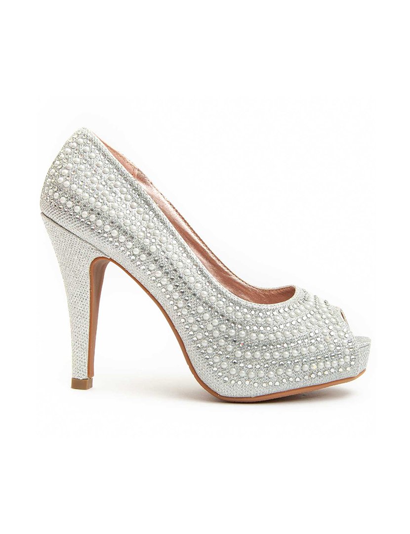 Sapatos com Salto Senhora Prateado
