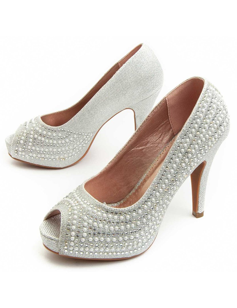 Sapatos com Salto Senhora Prateado