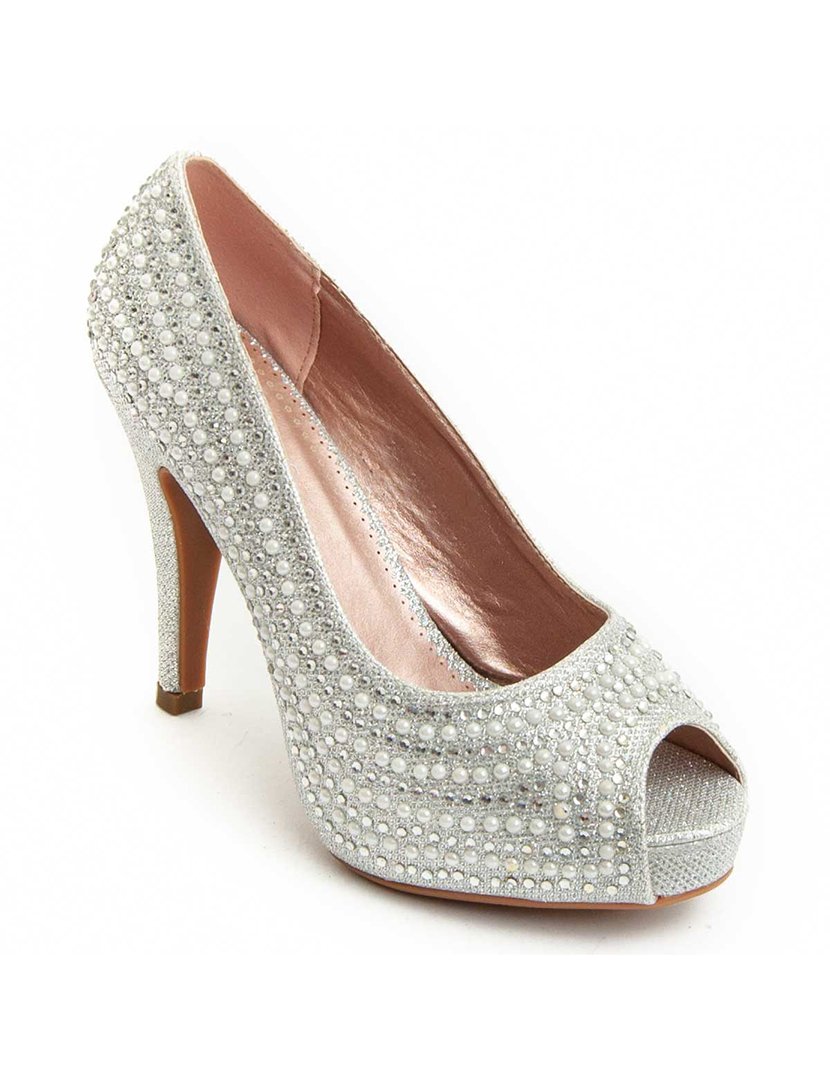 Sapatos com Salto Senhora Prateado