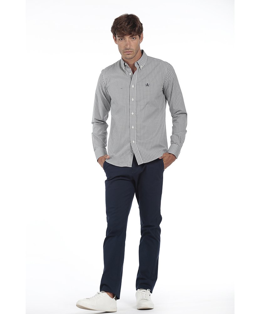 Camisa de Algodão Homem Azul e Verde