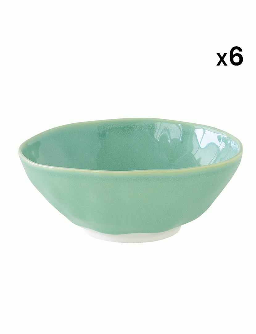 Conjunto 6 Verde tigela porcelana 10 cm