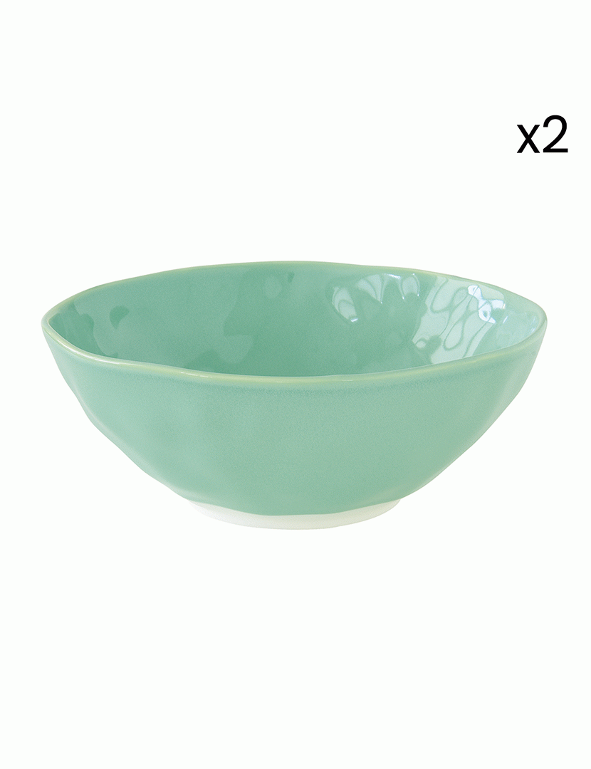 Conjunto 2 Verde tigela porcelana 22 cm