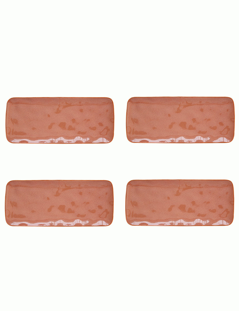 Conjunto 4 pratos retangulares porcelana 36x16 