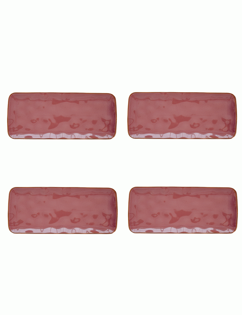 Conjunto 4 pratos retangulares 36x16. porcelana 