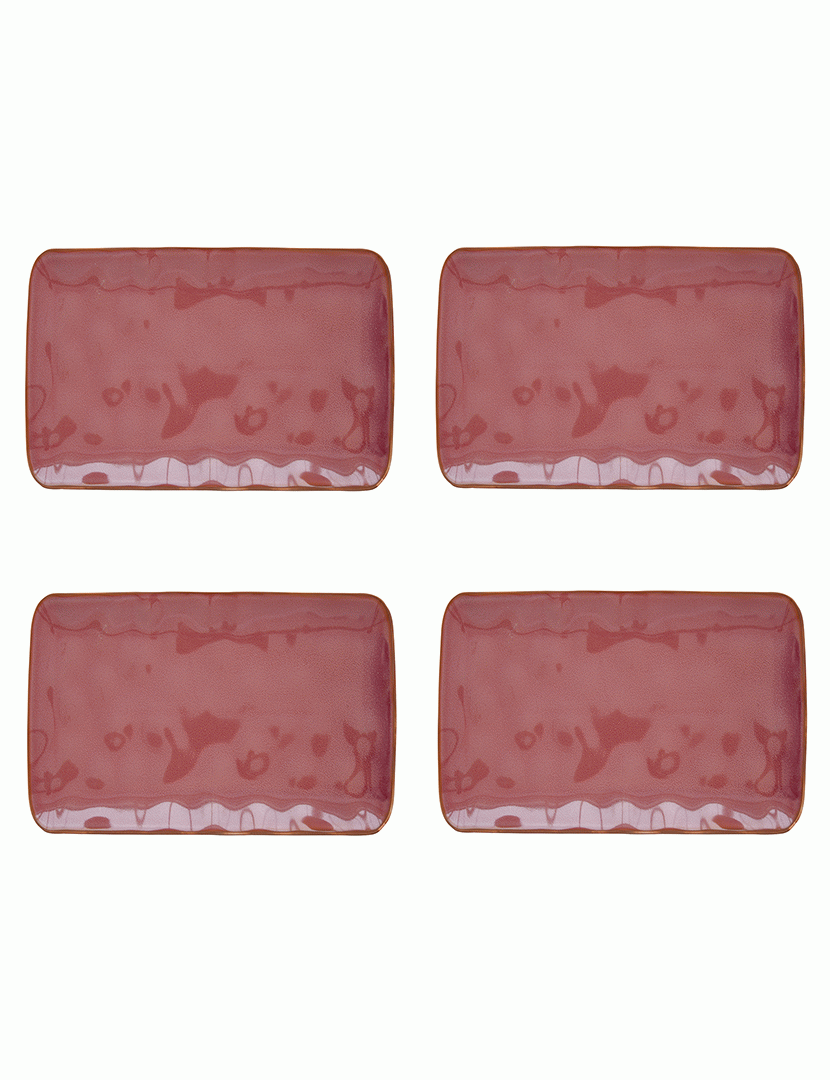 Conjunto 4 pratos de jantar retangulares 27x19 cm porcelana 