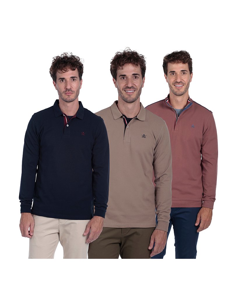 Pack 3 Pólos Básicos Homem Multicor