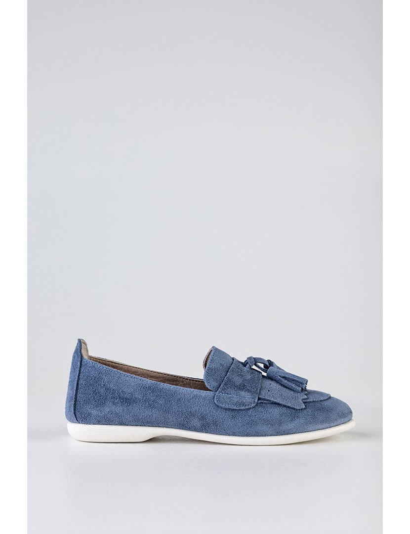 Mocassin Camurça com borlas Azul