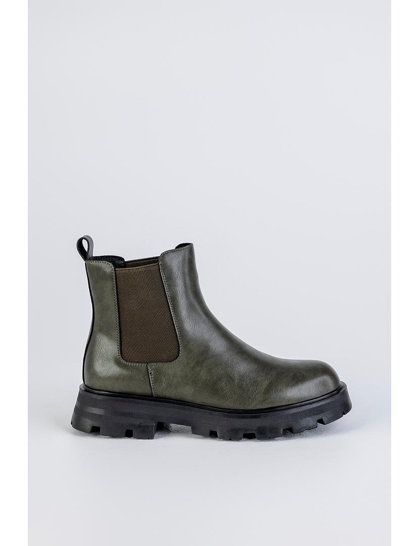 Botins Chelsea de couro Verde Khaki
