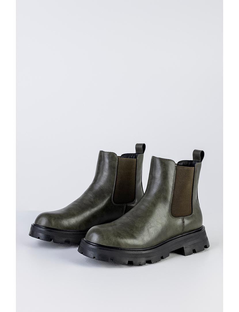 Botins Chelsea de couro Verde Khaki