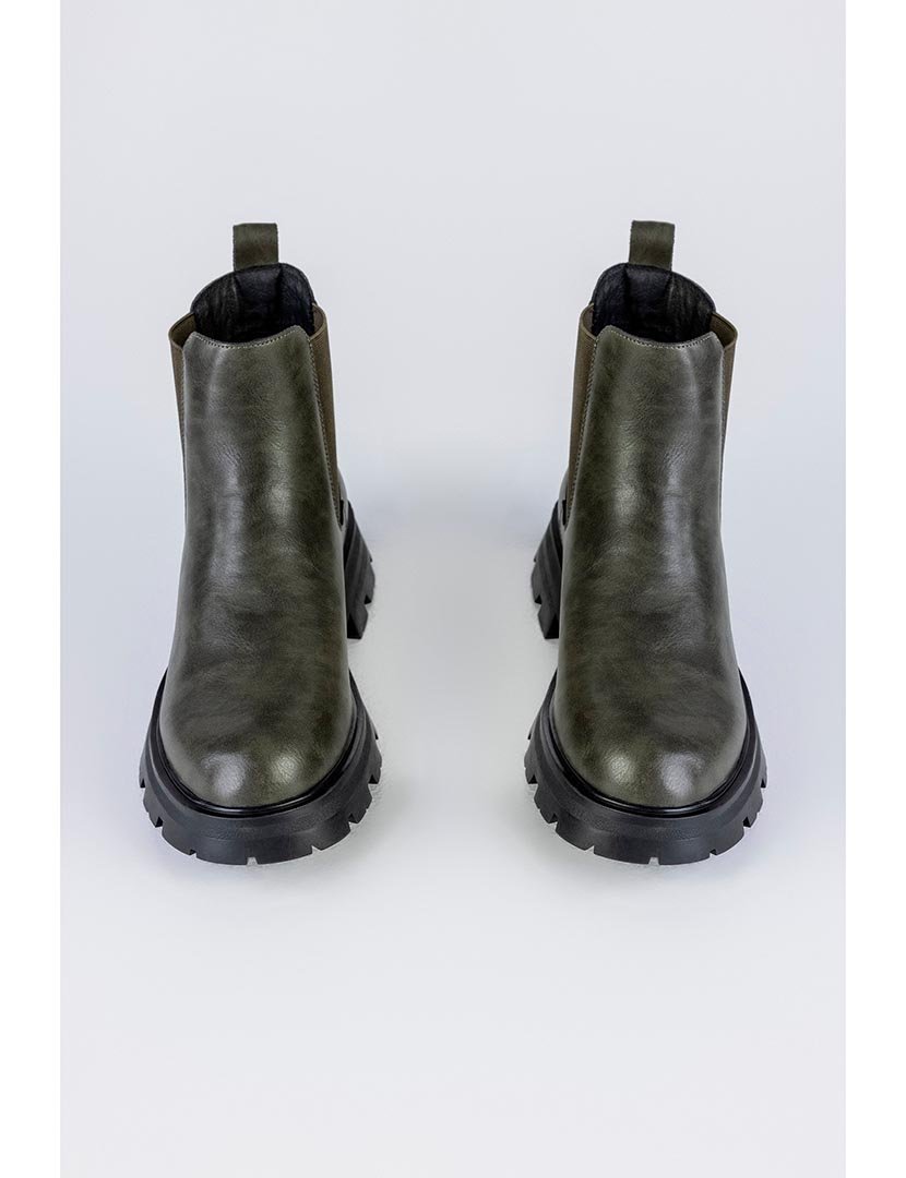 Botins Chelsea de couro Verde Khaki