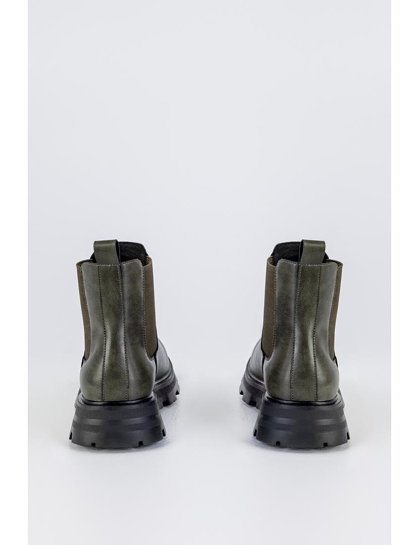 Botins Chelsea de couro Verde Khaki