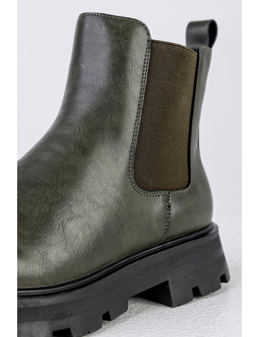 Botins Chelsea de couro Verde Khaki