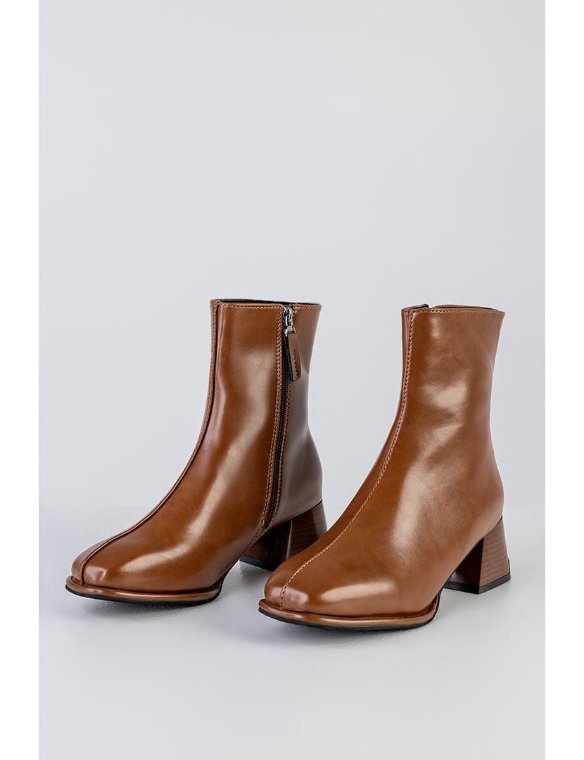 Botins zip Castanho
