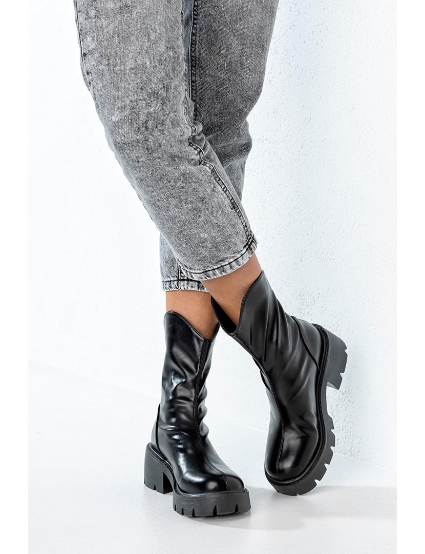 Botins zip Preto