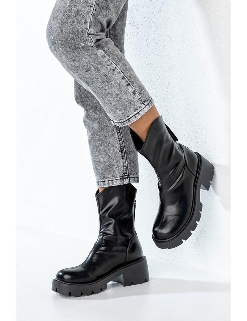Botins zip Preto