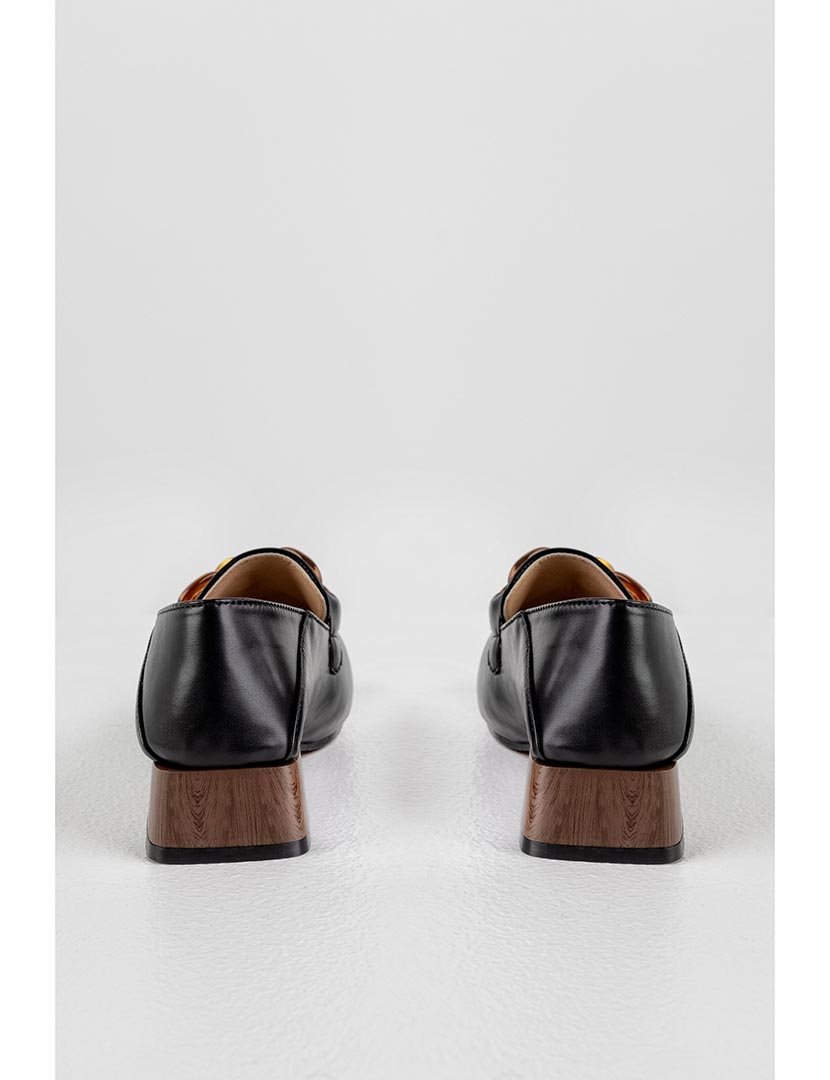 Mocassin com Salto corrente Preto