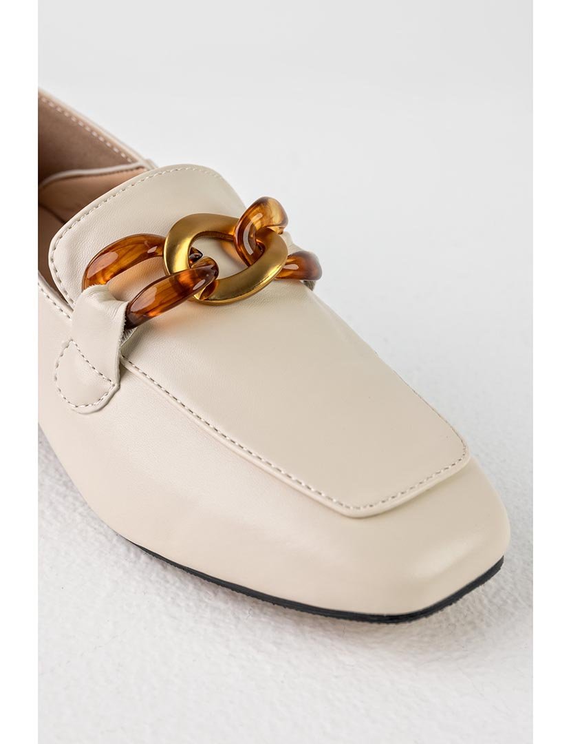 Mocassin com Salto corrente Bege