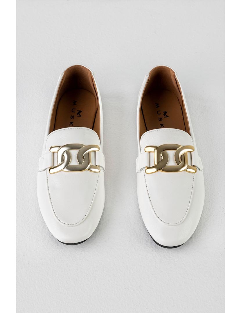 Mocassin com corrente Bege