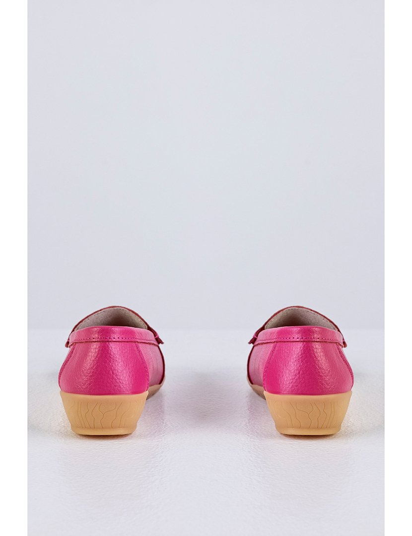Mocassin Couro com borlas Rosa