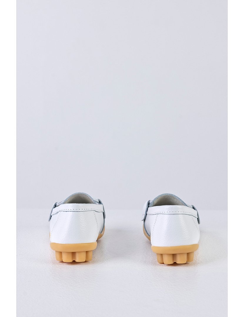 Mocassin Couro com laço Branco
