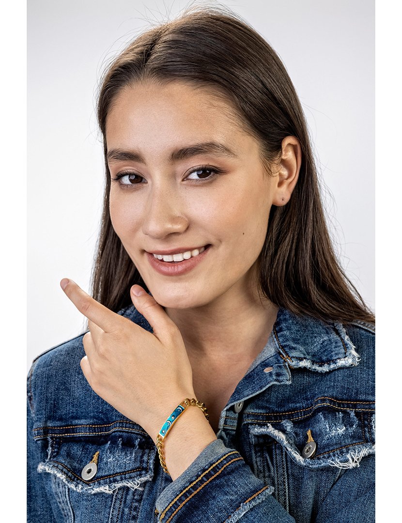 Pulseira Dourada e Azul