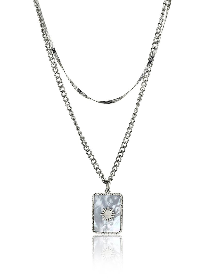 Colar Prateado e Madrepérola