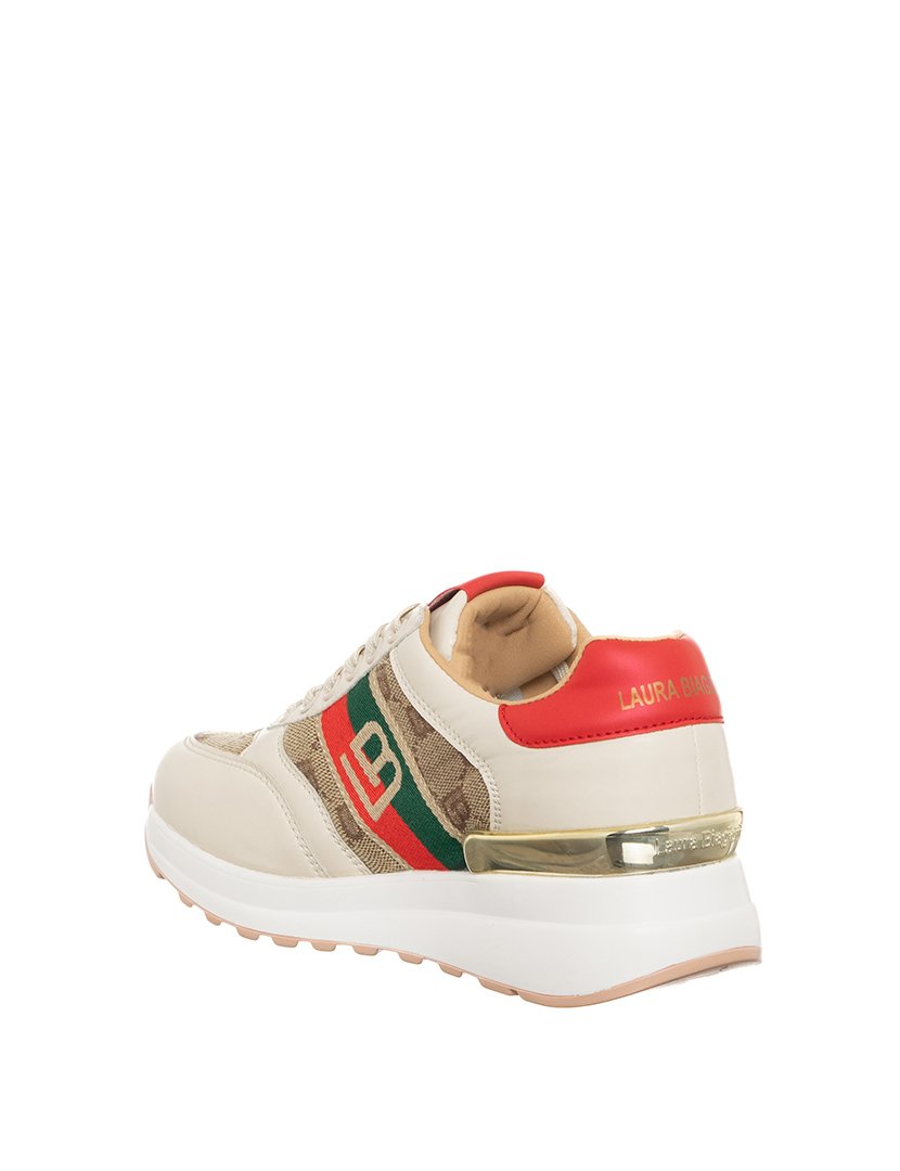 Ténis Senhora Bege e Vermelho