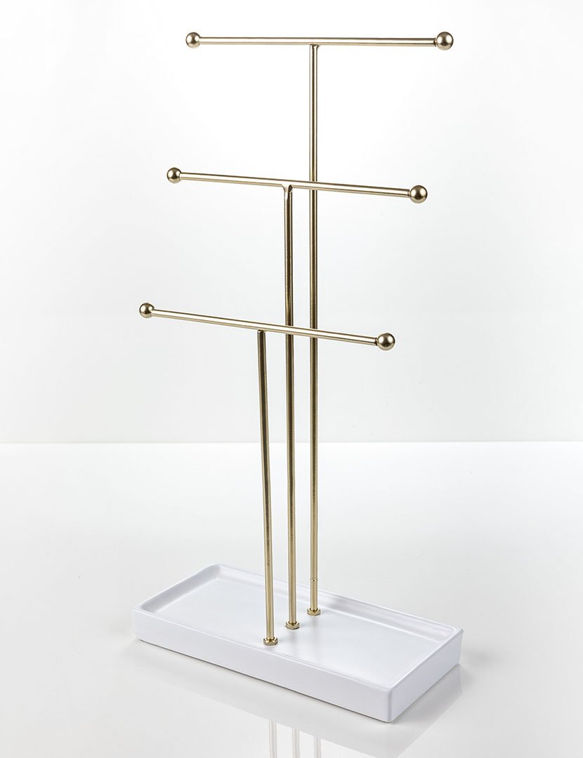 Suporte para Jóias Tokyo Branco e Dourado