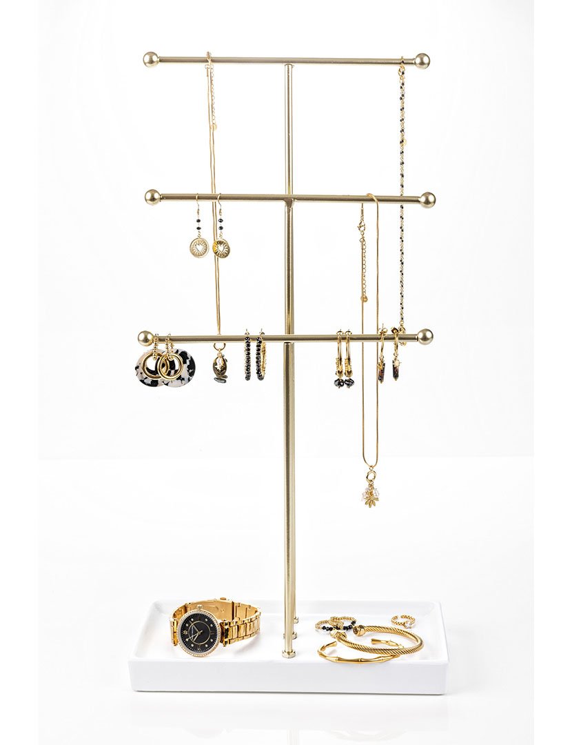 Suporte para Jóias Tokyo Branco e Dourado