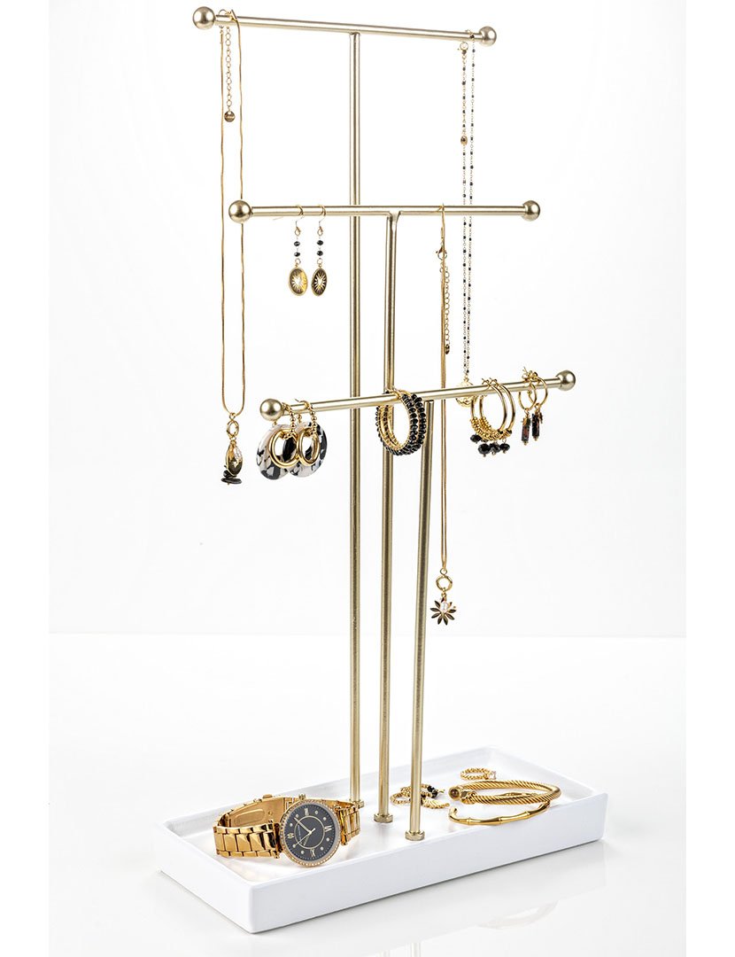 Suporte para Jóias Tokyo Branco e Dourado