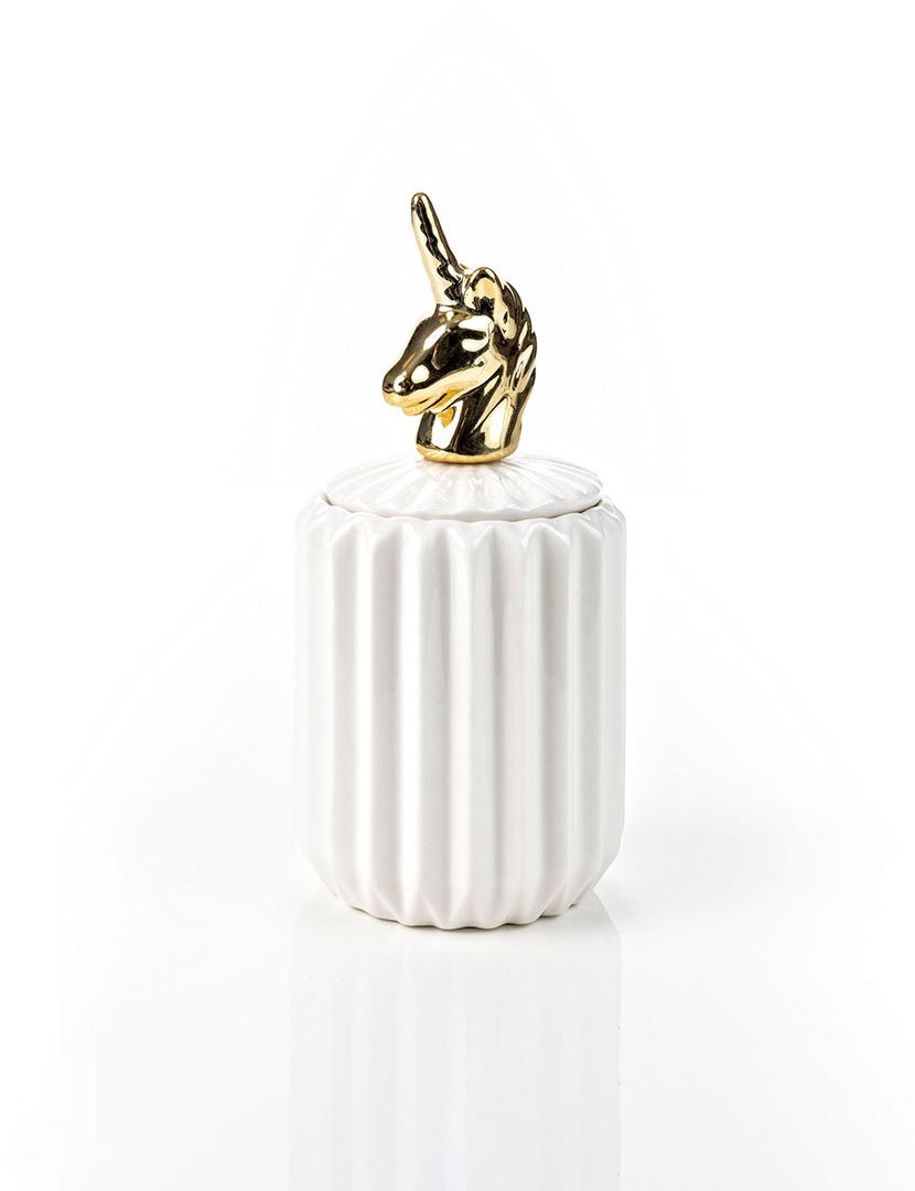 Pote decorativo para joalharia Seville Dourado e Branco