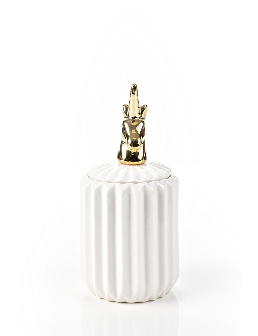 Pote decorativo para joalharia Seville Dourado e Branco