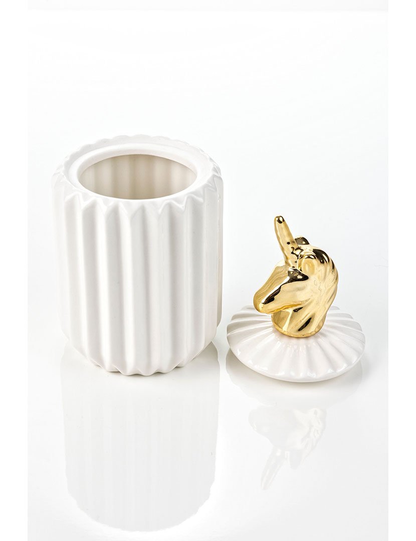 Pote decorativo para joalharia Seville Dourado e Branco