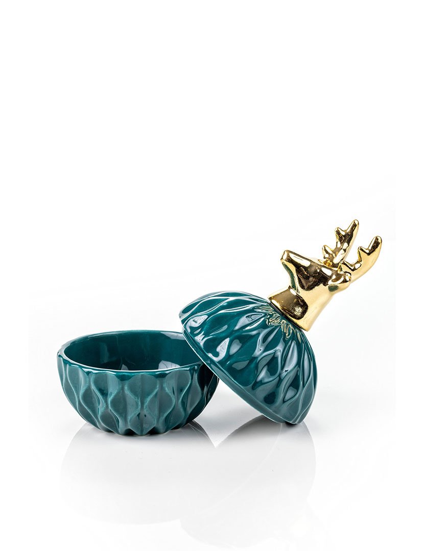 Pote decorativo para joalharia Bristol Verde e Preto