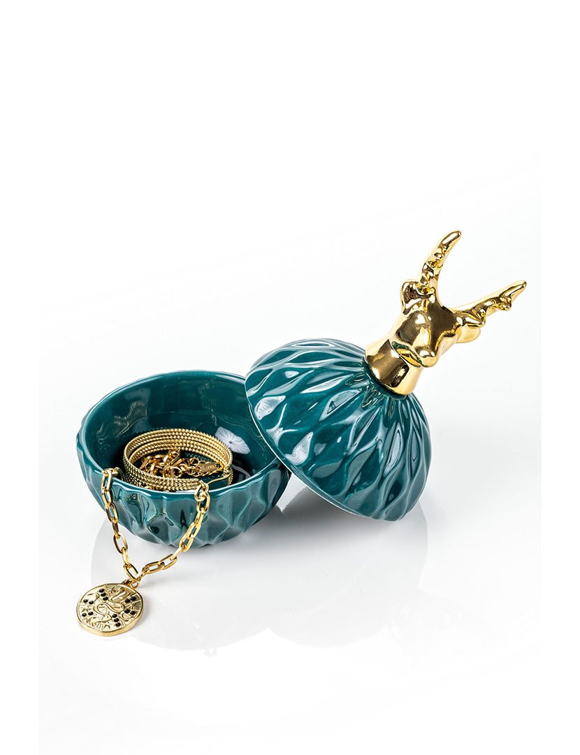 Pote decorativo para joalharia Bristol Verde e Preto