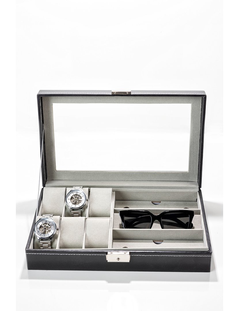 Caixa para Relógios + Óculos de Sol Cortina Preto