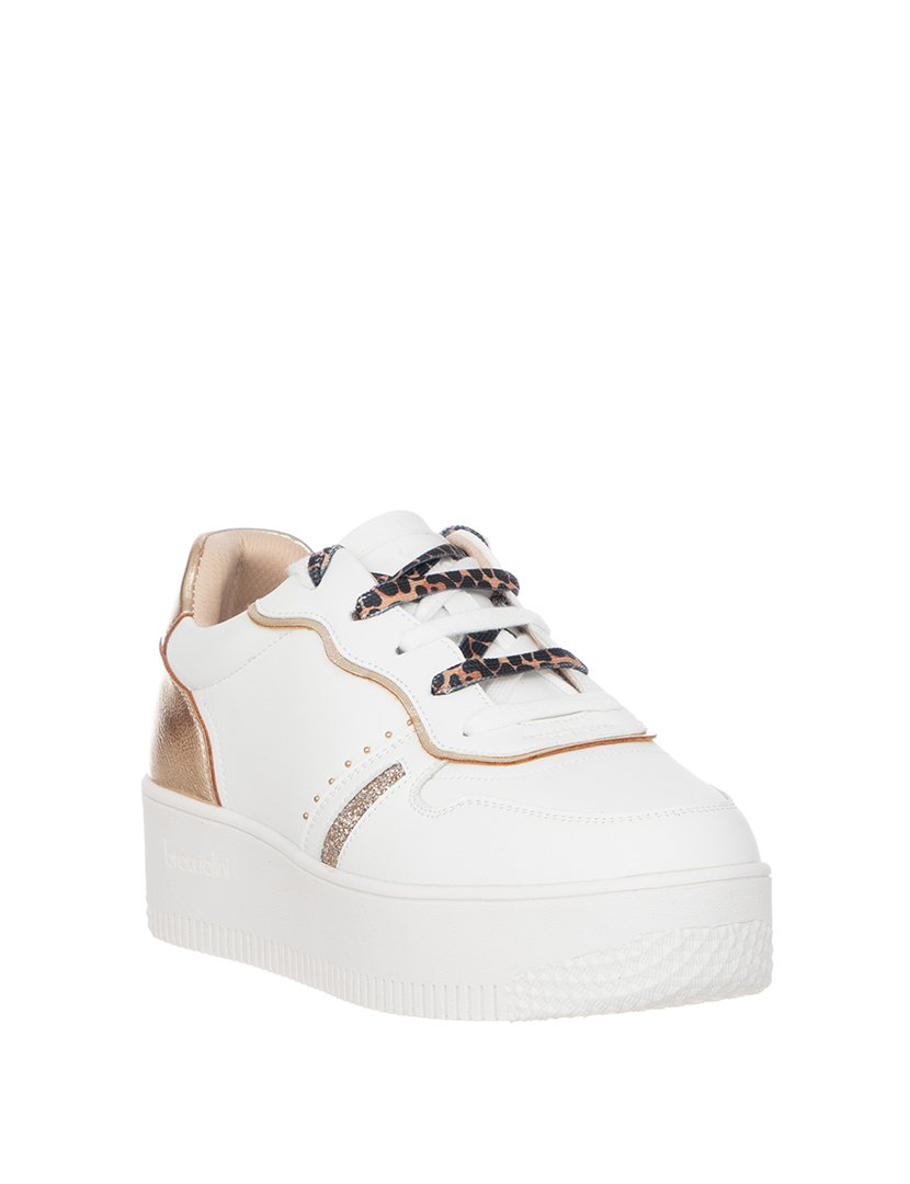 Ténis Senhora Branco e Dourado