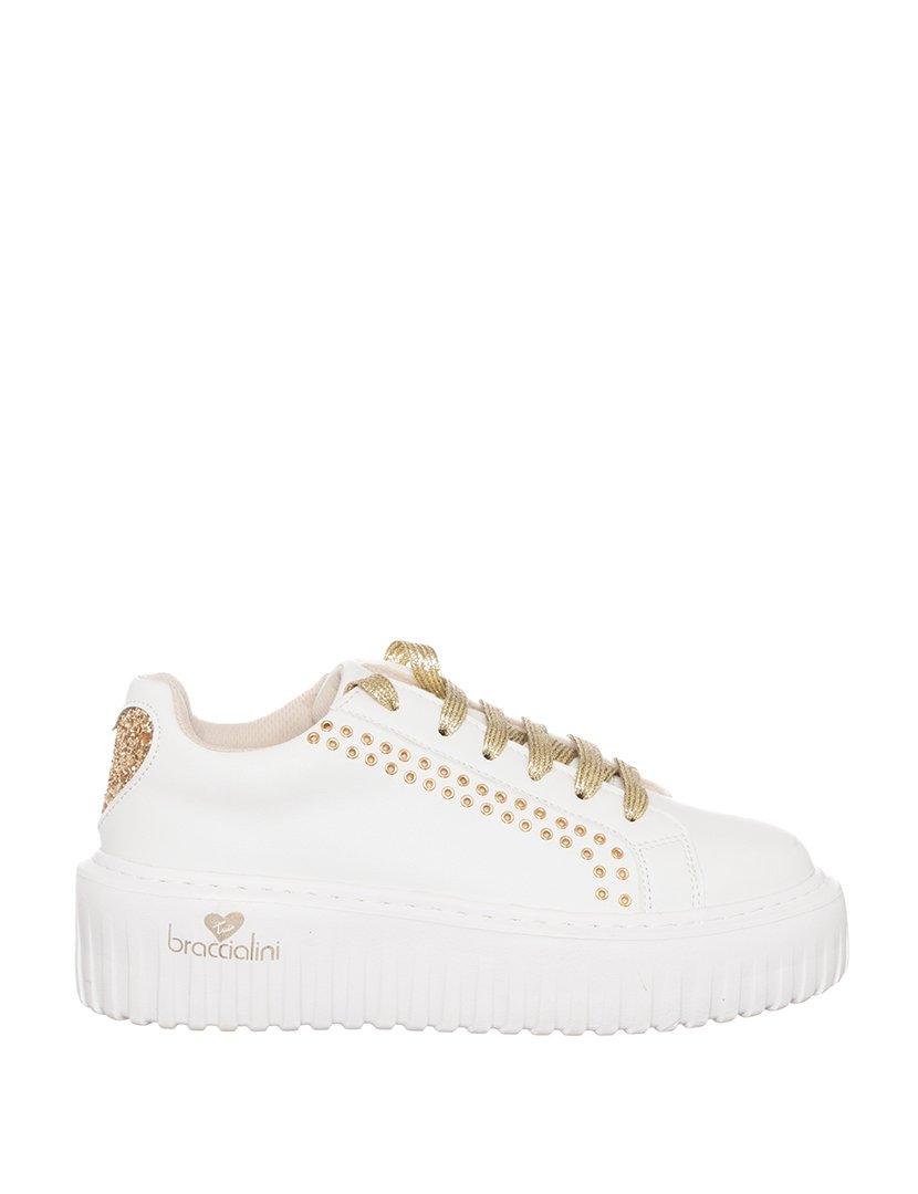 Ténis Senhora Branco e Dourado