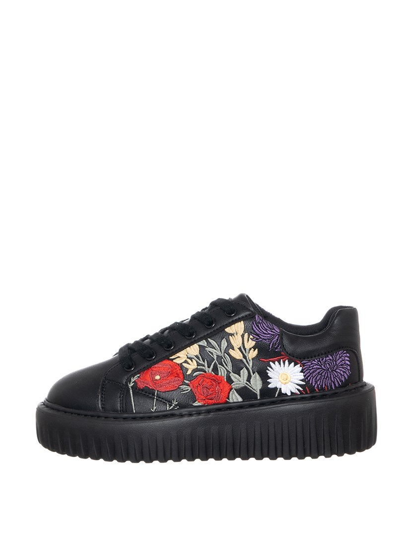 Ténis Senhora Preto com Padrão Floral