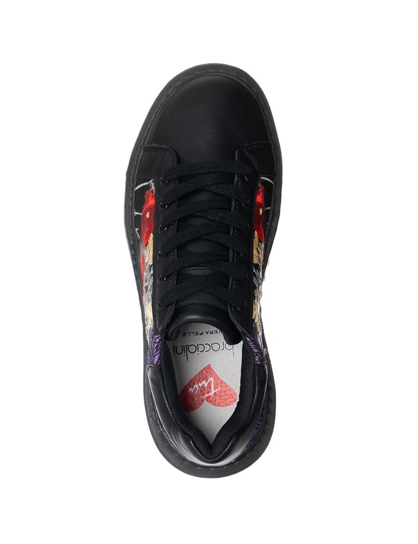 Ténis Senhora Preto com Padrão Floral