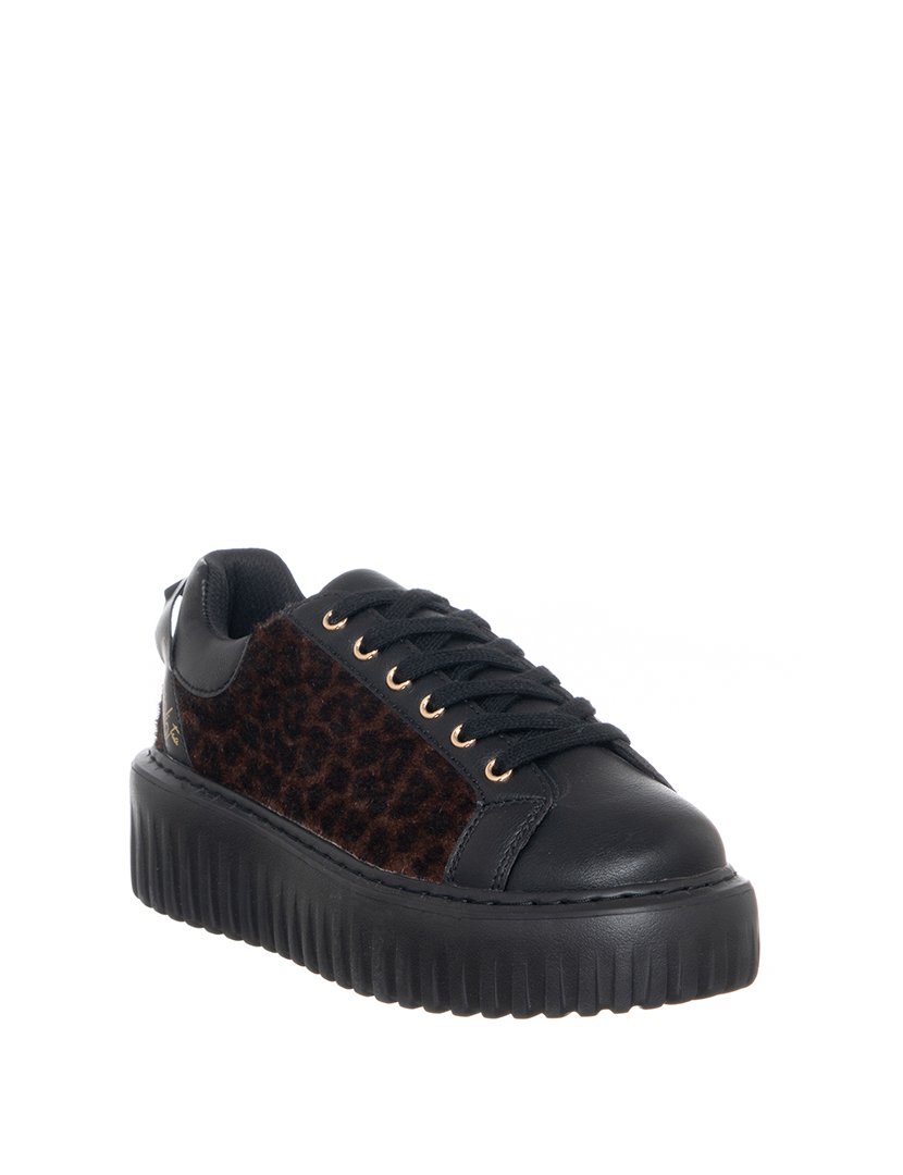 Ténis Senhora Preto com Padrão Leopardo