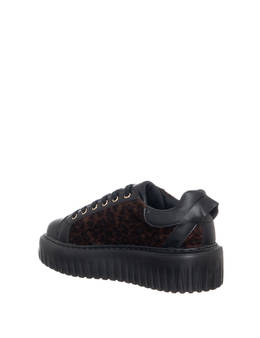 Ténis Senhora Preto com Padrão Leopardo