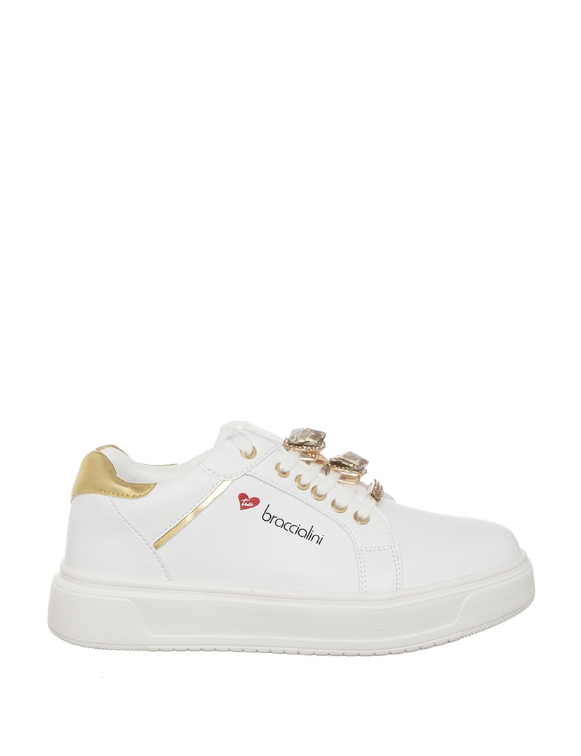 Ténis Senhora Branco e Dourado