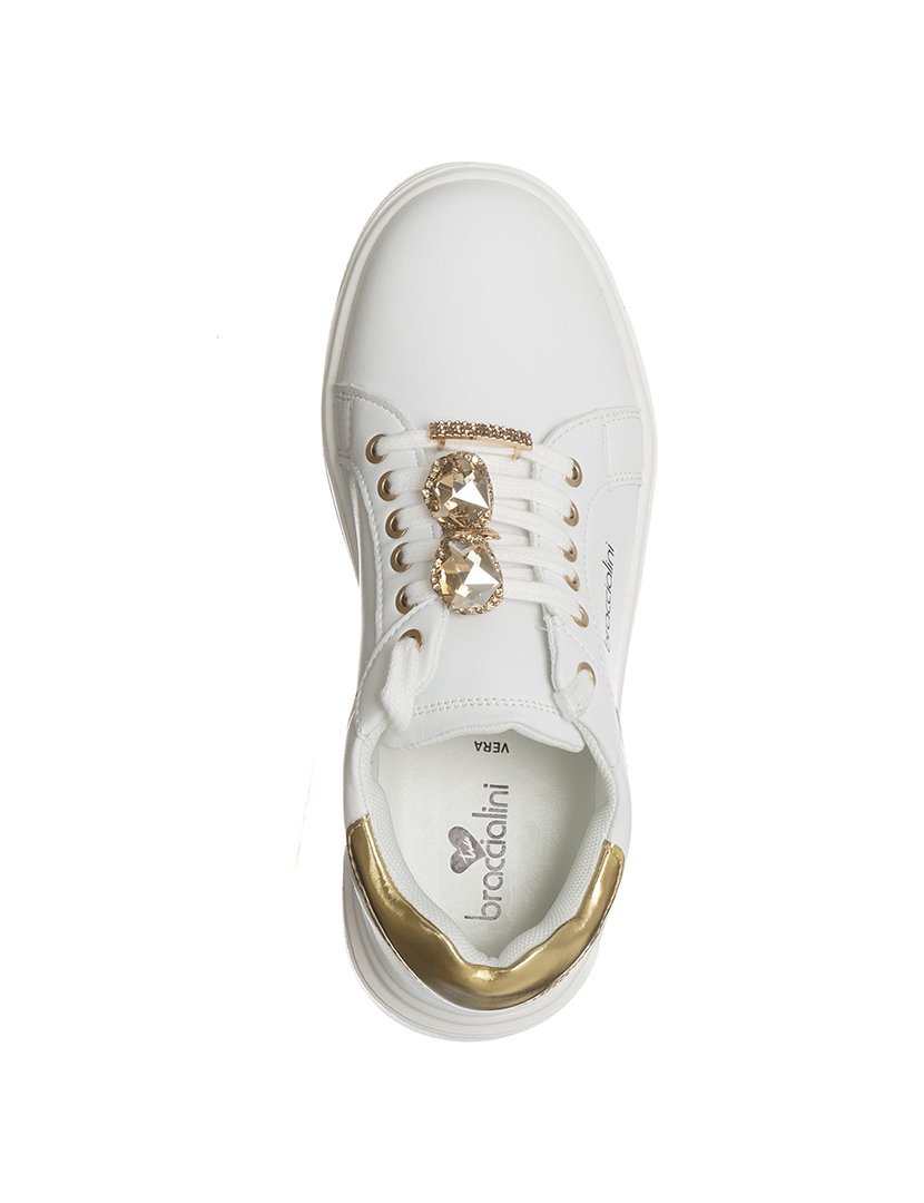 Ténis Senhora Branco e Dourado