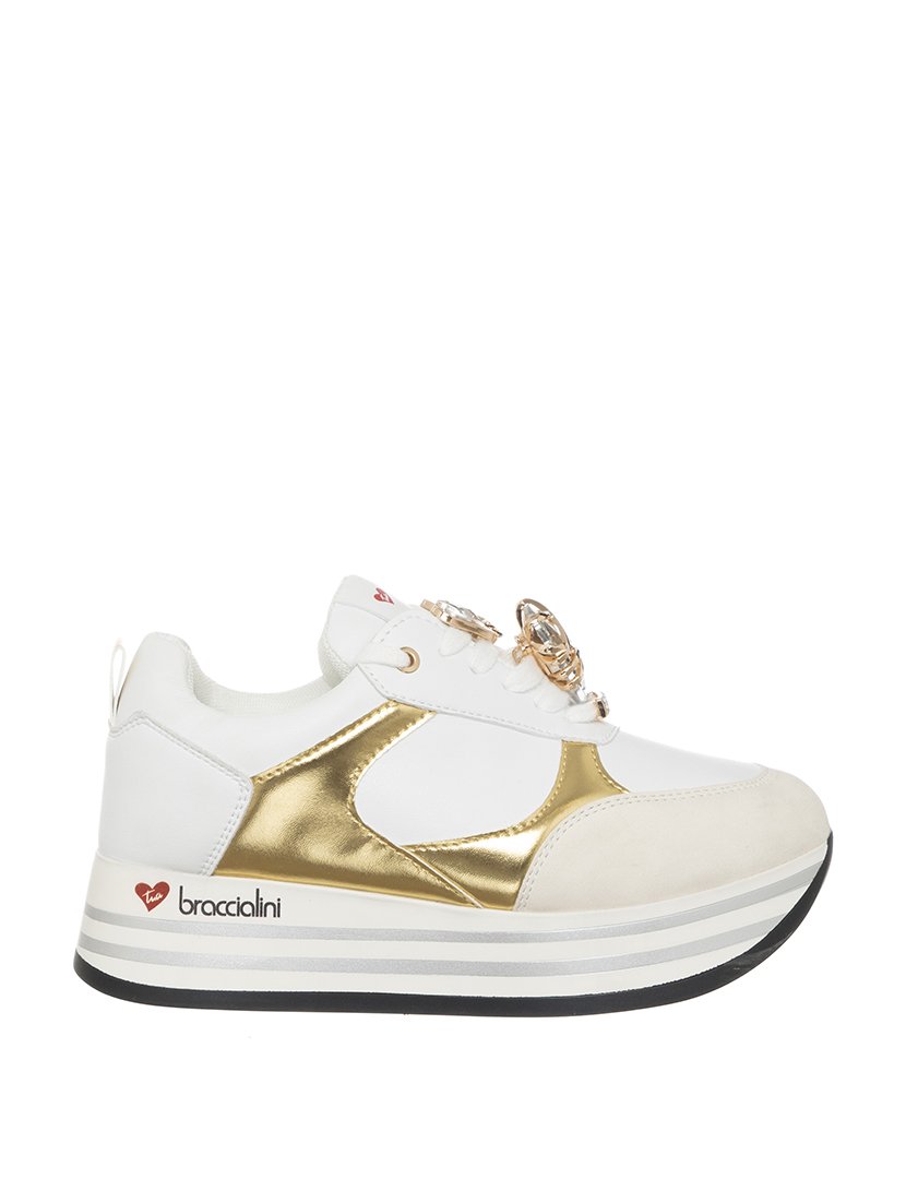 Ténis Senhora Branco e Dourado