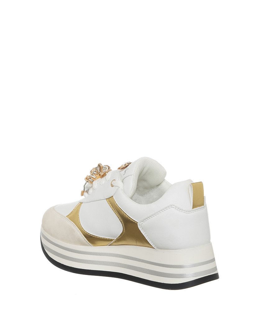 Ténis Senhora Branco e Dourado