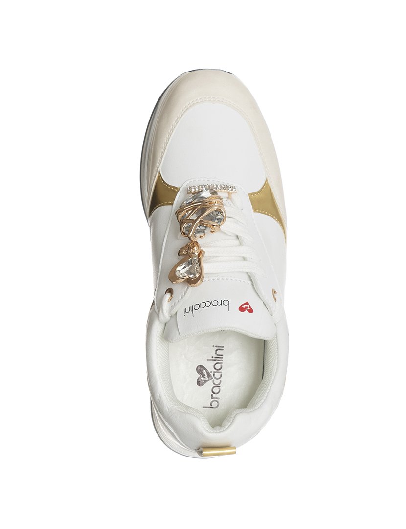 Ténis Senhora Branco e Dourado