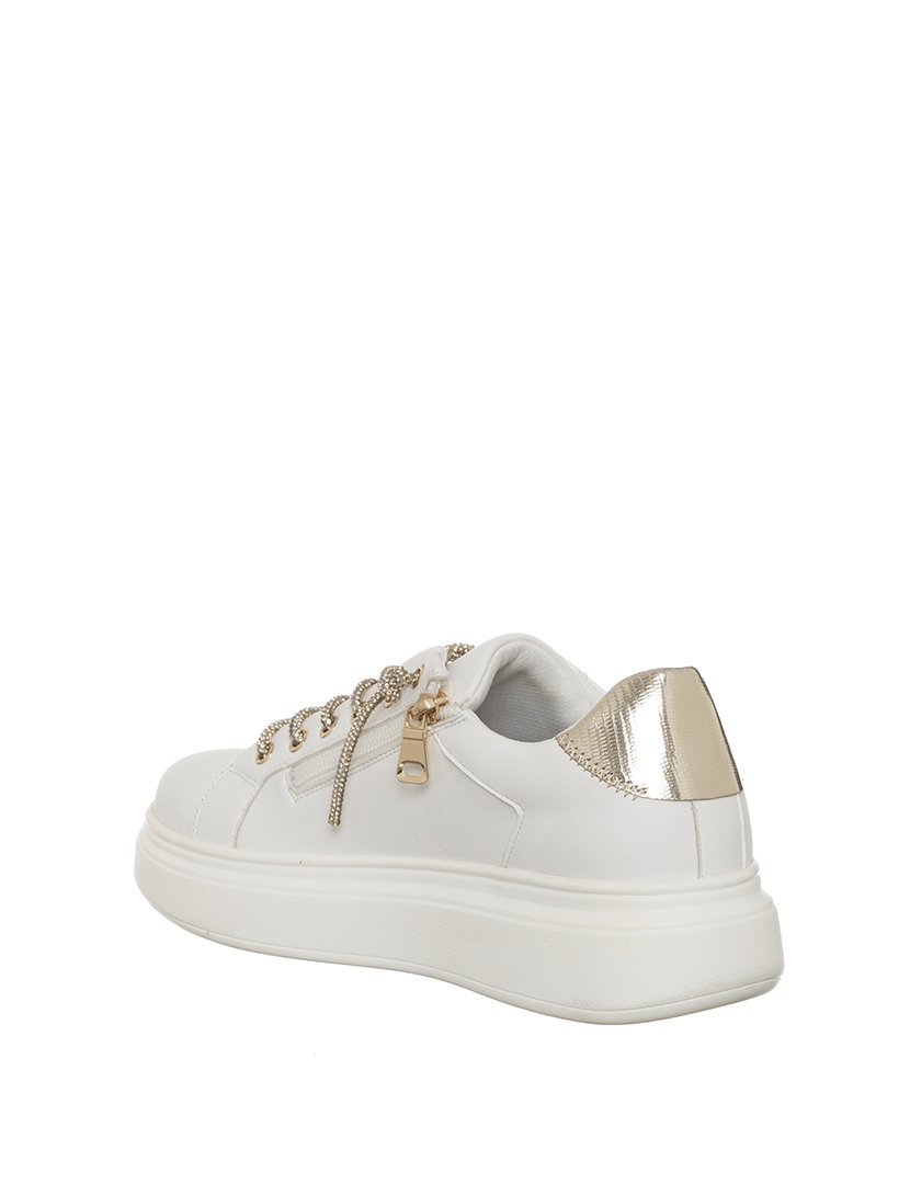 Ténis Senhora Branco e Dourado